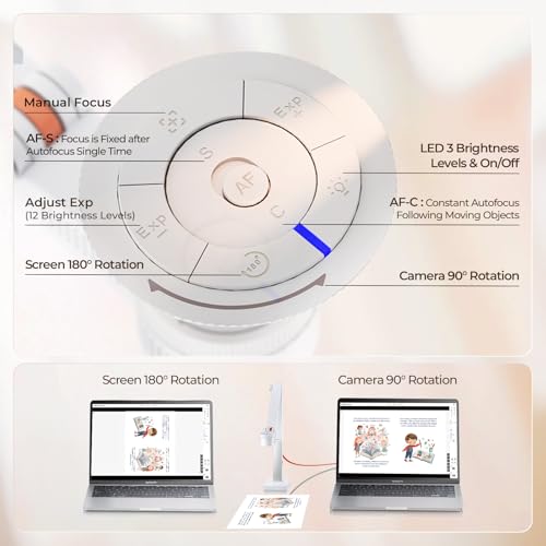 CZUR Fancy S Pro USB Document Camera White 12MP for Teachers & Presentations