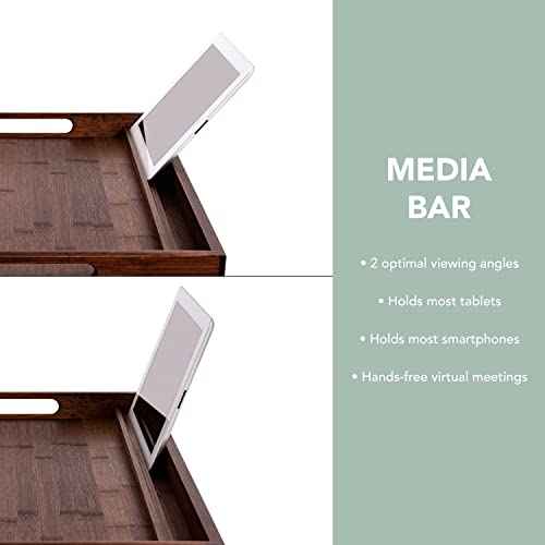 ROSSIE HOME Extra Large Bamboo Bed Tray, Lap Tray, Lap Desk with Phone Holder - Fits up to 17.3 Inch Laptops and Most Tablets - Java - Style No. 78112