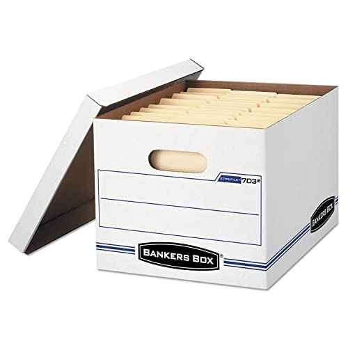 Bankers Box 12-Pack Basic Duty File Storage Boxes with Lids, Letter/Legal, STOR/FILE, (00703)