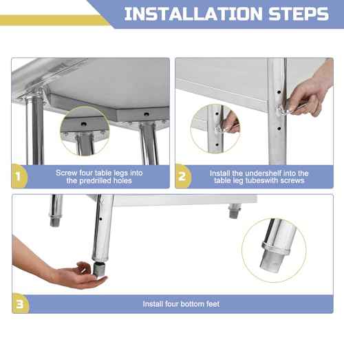 48x 24 Inches Stainless Steel Table, with Backsplash, 2-Tier Commercial Kitchen Prep Table, Heavy Duty NSF Restaurant Workstation for Food Prep