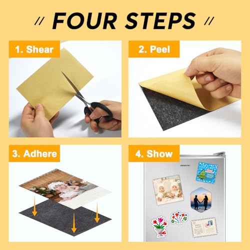 Cuttable Magnetic Sheets 6 Pack, Each 8" x 10", Stick Magnetic Paper with Adhesive Backing for Crafts, Paper Magnets and Stickers