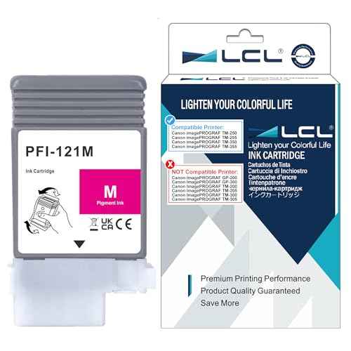 LCL PFI-121 PFI-121M 6267C001AA Magenta 130-ml Ink Cartridge Replacement for Canon PFI-121 for Canon imagePROGRAF TM-250 TM-255 TM-350 TM-355 Printers (1-Pack)