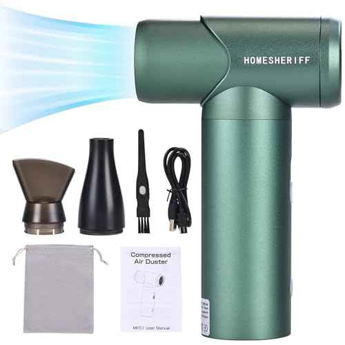 Compressed Air Duster-3 Gear Adjustable 150000RPM Electric Air Duster with LED Light, Rechargeable Cordless Air Blower for Keyboard Electric Devices Cleaning. Replaces Compressed Air Cans (Green)