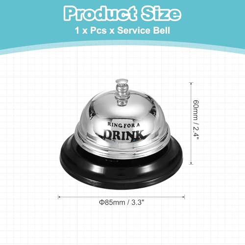 PATIKIL Silver Desk Bell 3.3 Inch Service Call Bell for Restaurants & Hotels