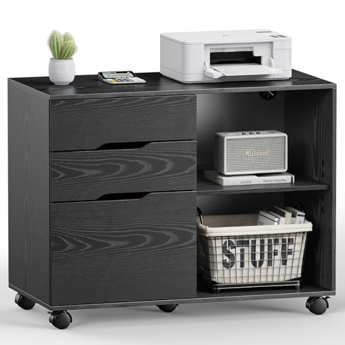 DUMOS 3-Drawer Rolling File Cabinet with Adjustable Shelf & Printer Stand