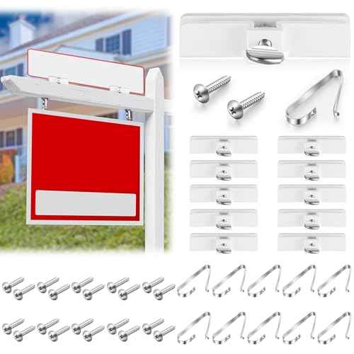 Thyle 10 Sets Real Estate Sign Holders and Rider Clips for Mounting, Including Hooks for Hanging or Attaching Signs and Riders,with Screws for Posts.