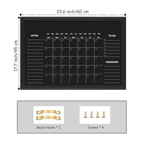 Magnetic Chalkboard Calendar,17.7¡± ¡¿ 23.6¡° Monthly and Weekly Calendar Chalk Board for Wall, Family Planner,Black(Family-HB-4560)