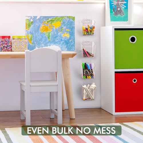 Clear Adhesive Wall Storage Bins, Small 4 Pack Cabinet Door Organizer Holders, Hanging Wall Mount Pockets, Plastic Cups for Shower Bathroom Makeup Office Craft Remote Kitchen Sink RV Organization