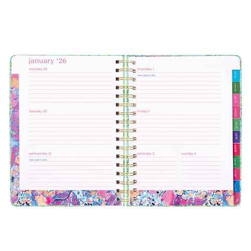 Lilly Pulitzer Large Monthly Planner August 2025 - December 2026, Monthly Agenda & Calendar, Stickers, Pockets, & Spiral Binding (Catchin Rays)