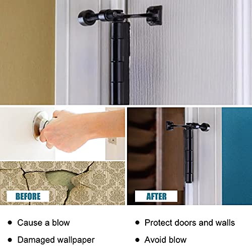 24 Pack Hinge Pin Black Door Stopper, Adjustable Heavy Duty Hinge Pin Door Stop with Black Rubber Bumper Tips