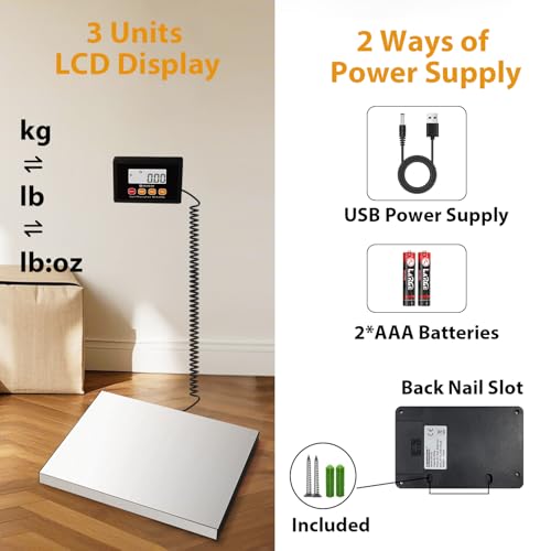 UNIWEIGH Stainless Steel Digital Postal Scale 440lb/200kg High Accuracy Shipping