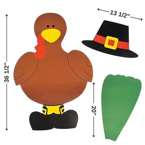 Fun Express DIY Turkey Bulletin Board Set - 26 Piece Thanksgiving Classroom Decorations for Fall - 3 Feet Tall Interactive Display with Customizable Feathers | Perfect for Preschool