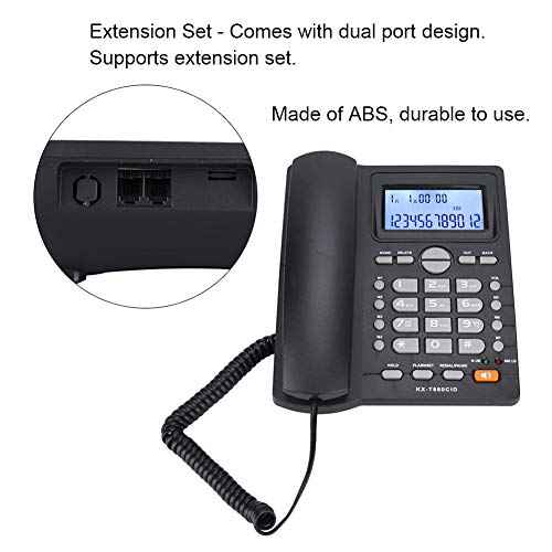 Corded Phone, Desktop Landline Telephone Wired Phone for Home Office Hotel Use, Speakerphone, Caller ID Display, Hands Calling (Black)