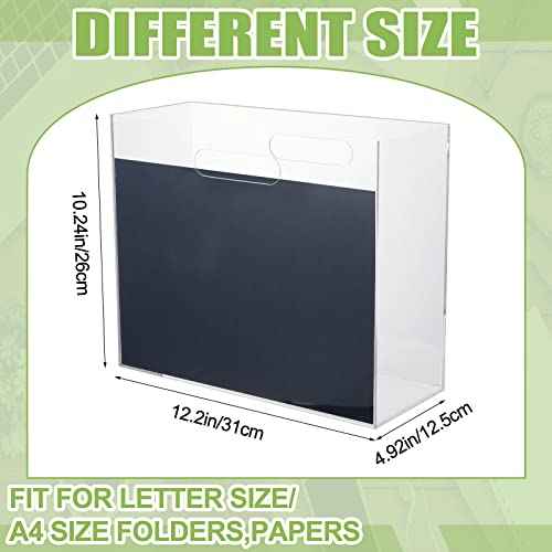 Hanging File Organizer Box, Acrylic File Folder Organizer for Letter Size Folders Portable File Holder Box with Handles Desk Hanging Folder Organizer File Crate Clear 12.2 x 10.24 x 4.92''