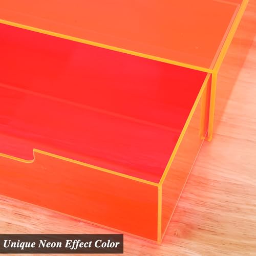 Gelite Acrylic Desk Organizer with Drawer for Makeup Vanity Stackable Desktop Storage Box for Office Supplies, 13.8 x 9.8 x 3.9¡¯¡¯, Neon Pink