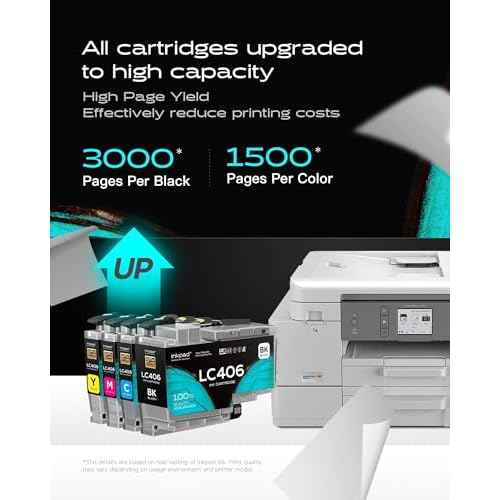 Compatible LC406 LC406XL Ink Cartridges Replacement for Brother LC406 XL LC 406 Ink Cartridge Compatible with MFC-J4335DW MFC-J5855DW MFC-J4535DW MFC-J6555DW MFC-J6955DW Printers -4 Pack(BK/C/M/Y)