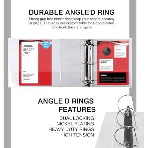 3 Ring Binders, 6 Inch D Ring Heavy Duty Large Binder with Pockets for 8.5" x 11" Sheet Size, Durable Non-Stick Customizable Clear View Cover (White)