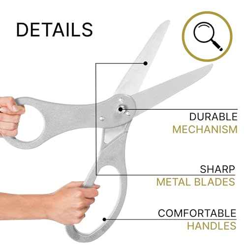 20" Giant Ribbon Cutting Scissors Silver ? Large Grand Opening Ribbon Cutting Ceremony Shears Grey Scissors Heavy Duty for Grand Openings Ceremonies Special Events & Inaugurations