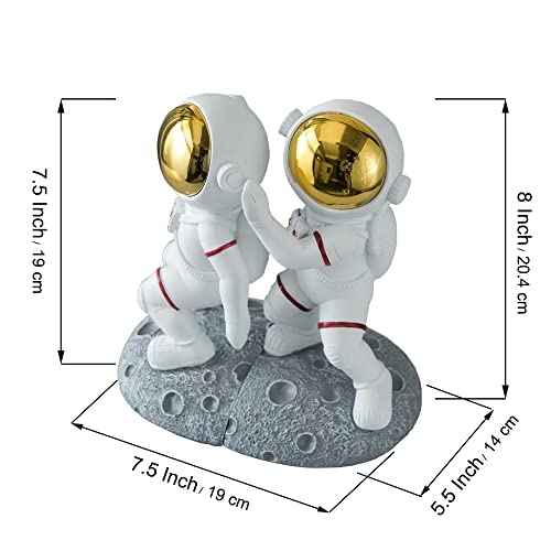Space Theme Bookends for Shelves, Astronaut Moon Book Ends for Kids Room, Decorative Planet Book Stoppers to Hold Books Heavy Duty, Unique Boys and Girls Gift (Gray)