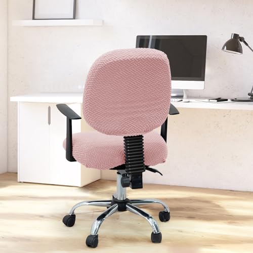 MIFXIN B-jacquard Pink 2-Piece Office Chair Cover Set, Stretchable Elastic Slipcovers
