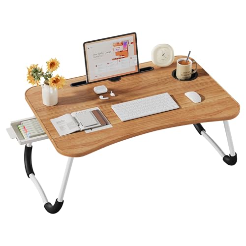 DESTINYGEARS Walnut Beige Portable Lap Desk Bed Tray for Laptop & Breakfast