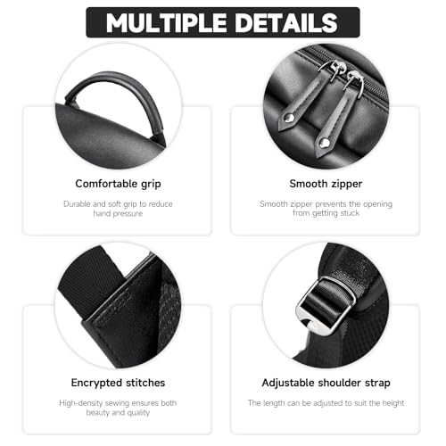 Laptop Backpack For Men Women Waterproof 15 Inch Pu Leather Black Casual Backapck For Work Business Travel College