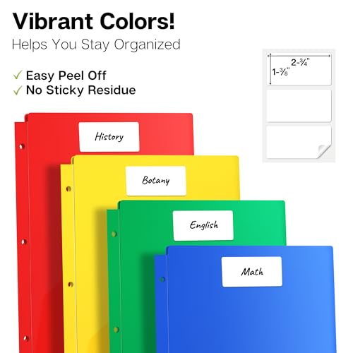 Dunwell Assorted 6-Pack 2-Pocket Folders for 3-Ring Binders, 8.5x11