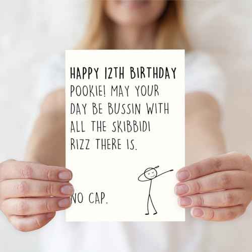12th Birthday Card,12 Year Old Birthday Gifts & Decorations for Boys Girls Son Daughter Nephew Niece,Funny 12th Birthday Card for Him Her with Gen Z Teenagers Slang Meme-Inspired Design