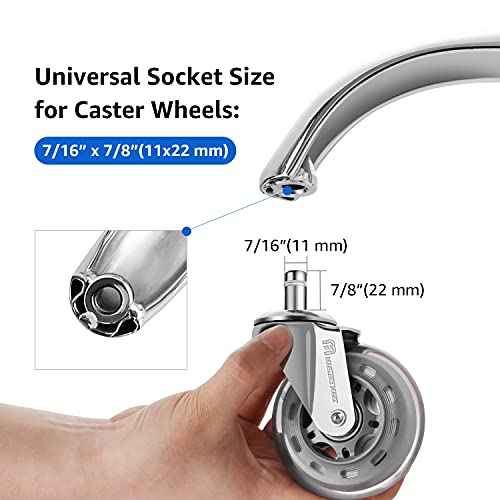Mastery Mart Office Chair Base Replacement, 28 Inch Heavy Duty(2500 Lbs) Metal Leg, Reinforced to Repair Swivel Gaming Chair Bottom Part with Universal Caster and Gas Cylinder Size (Silver)