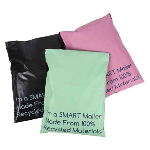 300 Count, 10x13 inch 100% Recycled Poly Mailers Eco Friendly Packaging Envelopes Supplies Mailing Bags 2.5 Mil Thick - SMART Mailer