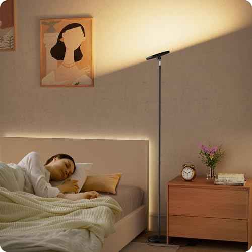 Dimmable Floor Lamp with Remote£¬Floor Lamps for Living Room Bedroom Office£¬Adjustable Brightness (10%-100%)and Color Temperature (3000k- 6000k )£¬Standing Lamp Tall Lamp with Foot Switch (black)
