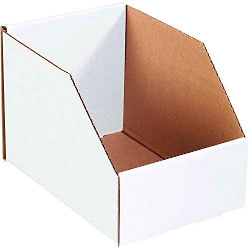 BOX USA BBINJ8128 Jumbo Open Top Bin Boxes, 8" x 12" x 8", Oyster White (Pack of 25)