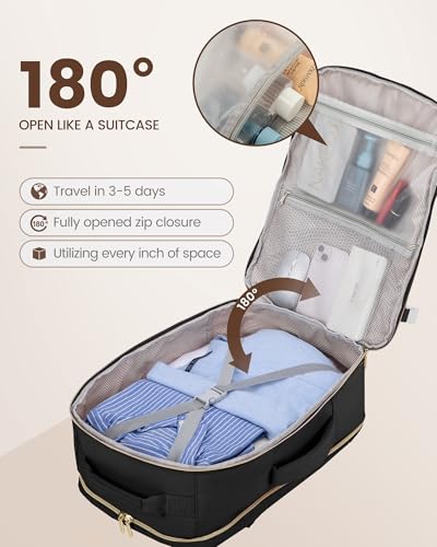 LOVEVOOK 40L Travel Backpack with 3 Packing Cubes - Black, TSA Approved Carry-On Fits 17" Laptop