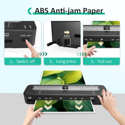 Raycial 13 Inch Laminator Machine - Black A3/A4/A5/A6 Cold & Thermal Laminator with 50 Sheets