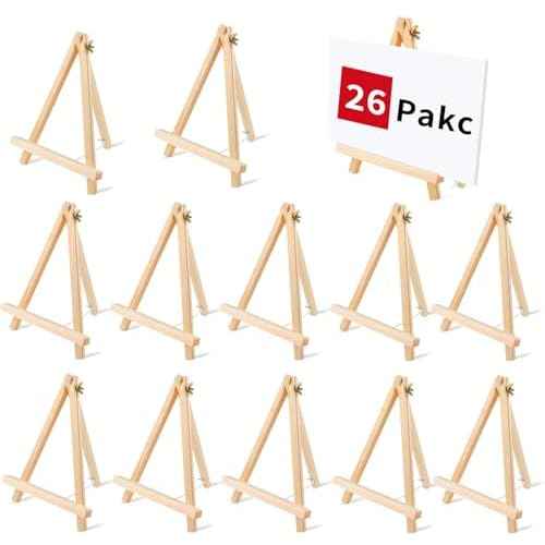 26 PCS 9 Inches Tabletop Easels,Wood Easels, Easel Stand for Painting Canvases, Art, and Crafts, Tripod, Painting Party Easel, Tabletop Easels for Painting, Portable Canvas Photo Picture Sign Holder