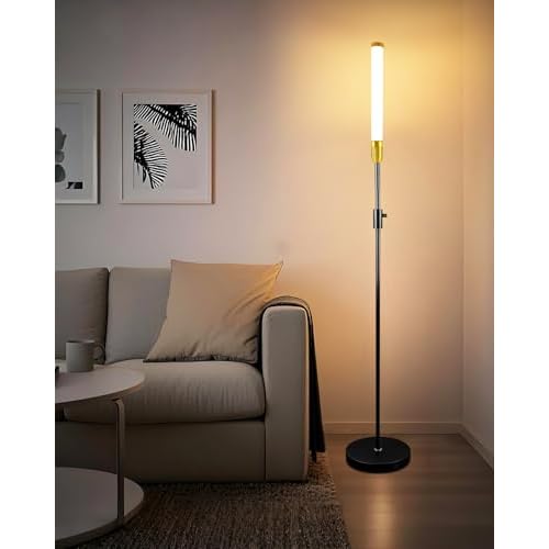 68" LED Floor Lamp for Living Room, Stepless Dimmable(10-100% Brightness) Standing Tall Lamps for Bedroom/Office, Industrial Floor Lamp, Mid Century Floor Lamps with Foot Switch-Black