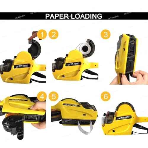 MX-6602 2-Line Pricing Gun, for Office & Retail Shop | Includes 2500 Sticker Labels & 1 Ink Wheel - Yellow