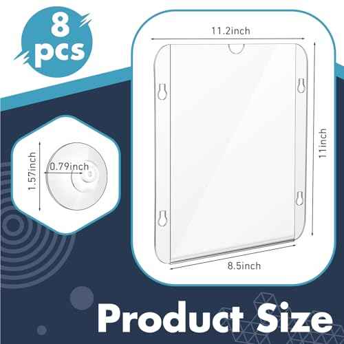 Handepo 8 Pack Acrylic Window Sign Holder 8. 5 x 11 Inch with 4 Suction Cups Clear Acrylic Frames for Glass Door Window Wall Mount Sign Holder for Home Office Mall Promotion Restaurant Menus