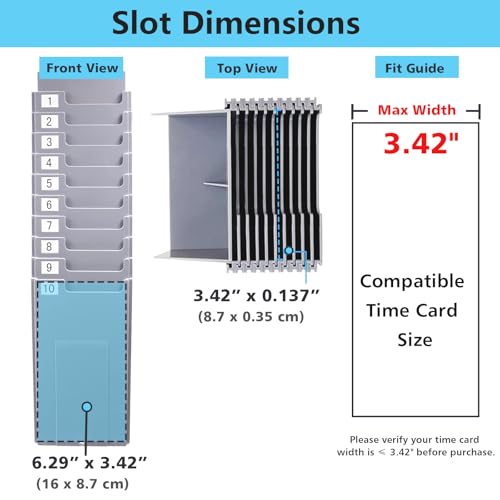 NADAMOO Wall-Mounted 10-Slot Time Card Organizer for Office Punch Clocks