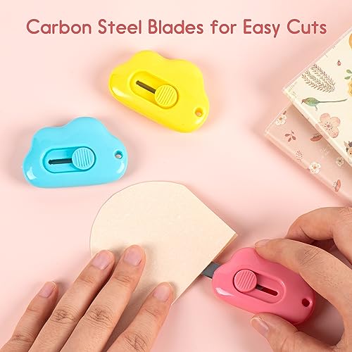 Rainbow-Color Cloud Box Cutter Retractable Mini Utility Knife Set 6 Pcs Safe Letter & Envelope Openers