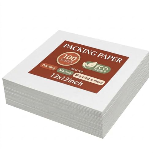 100 Packing Paper Sheets for Moving Supplies, 12x12 Newsprint