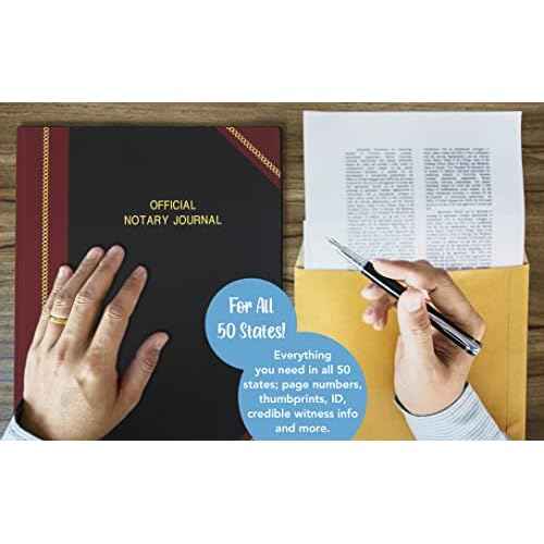 BookFactory Official Notary Journal/Log Book 168 Pages 8.5'' X 11'' 668 Entries 49 of 50 State Journal of Notarial Acts, Black and Burgundy Cover, Hardbound, (Made in USA)