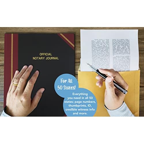 BookFactory Official Notary Journal/Log Book 336 Pages 8.5'' X 11'' 1,340 Entries All 50 States Journal of Notarial Acts, Black and Burgundy Cover, Hardbound, (Made in USA)