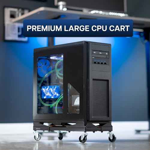VIVO Premium Large Steel PC Cart, Rolling CPU Trolley, Adjustable Mobile Computer Stand Holder with Locking Wheels, Fits Most Gaming PCs up to 25 x 12 inches, Under Desk, Black, CART-PC03D