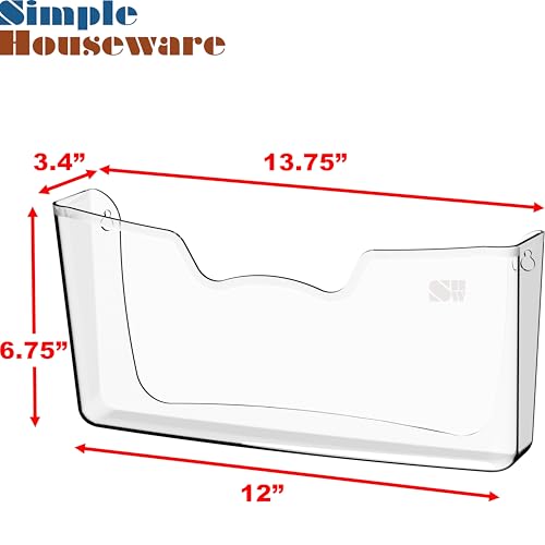 Simple Houseware 3 Pack Clear Wall Mount Single Pocket File Holders, Office Organization