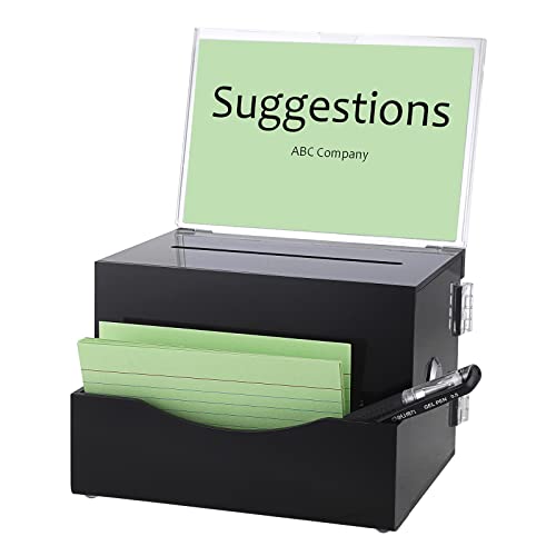 USTRAM-11389 BTSKY Acrylic Suggestion Box with Lock & Sign Holder, Black