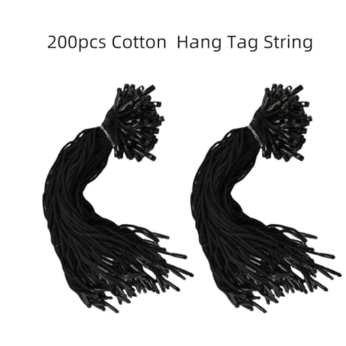 SATONBEYI Cotton Hang Tag Strings 7.5in 200P Black 1.5mm Locking Fasteners