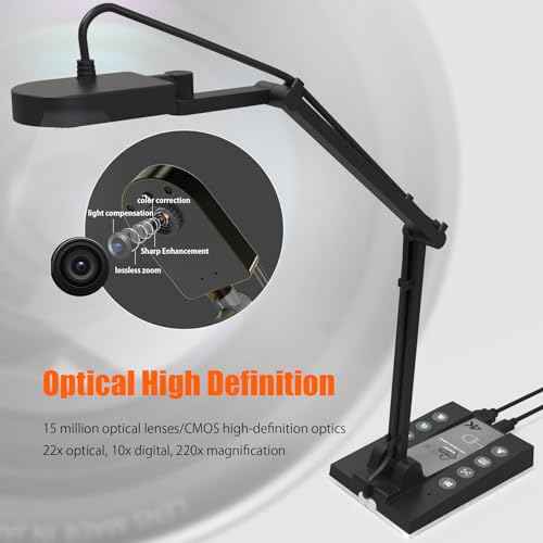 TreasLin Document Camera for Teachers HDMI USB-C 15MP HDIM Document Camera, Remote Learning Classroom Presentations Camera Art Classes Online Teaching with Multi Angle Rotation Adjustment LED Light