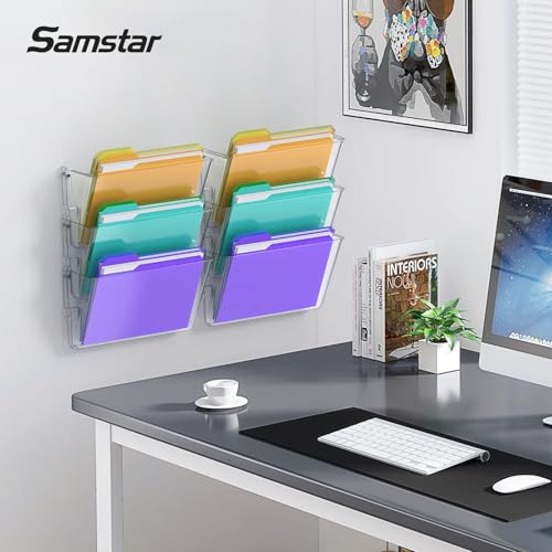Samstar 6 Pack Clear Wall File Holders - Acrylic Office & Home Organizer
