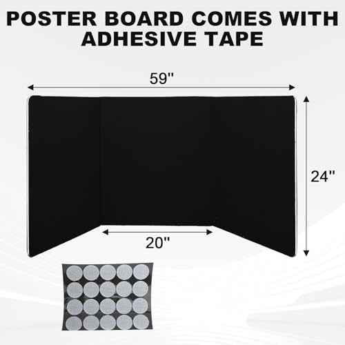 jxgzyy 3 Panel Trade Show Presentation Board Double Sided Tabletop Display Board 59" W x 24" H Trifold Poster Board with Storage Bag Folding Panel Display for School Conference and Exhibitions